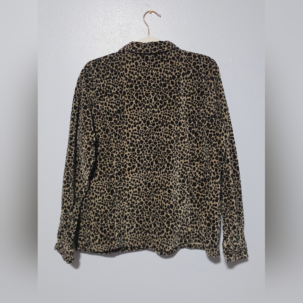 GLORIA VANDERBILT Button Up Shirt Womens XL Brown Black Leopard Mob Wife Y2K - Picture 8 of 8